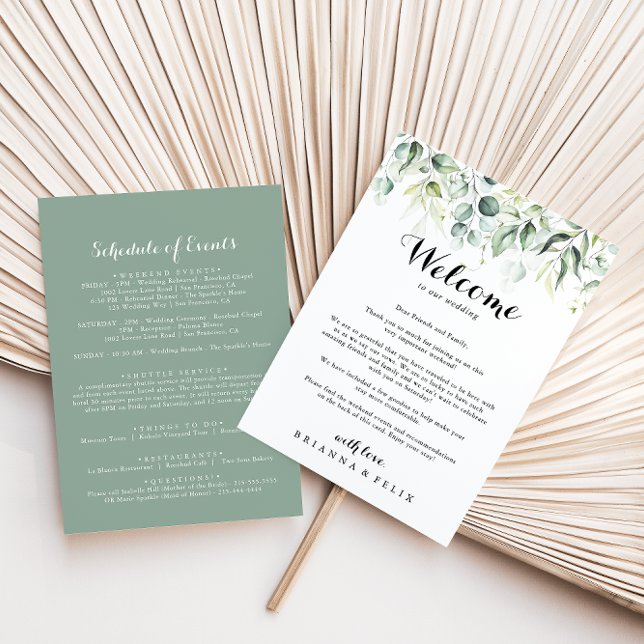 Watercolor Eucalyptus Green Wedding Welcome Letter (Creator Uploaded)