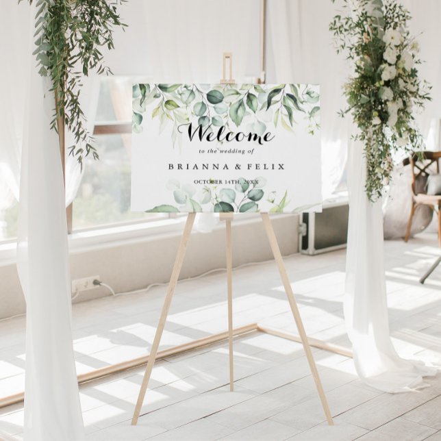 Watercolor Eucalyptus Green Wedding Welcome Sign (Creator Uploaded)