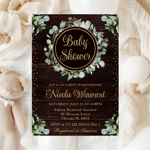 Watercolor Eucalyptus Greenery Baby Shower Invitation
