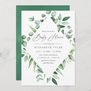 Watercolor Eucalyptus Greenery Baby Shower Invitation