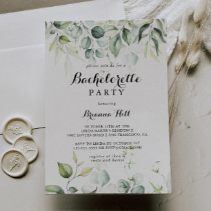 Watercolor Eucalyptus Greenery Bachelorette Party  Invitation