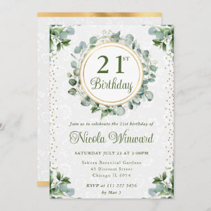 Watercolor Eucalyptus Greenery Birthday Invitation