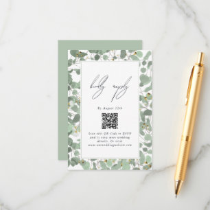 Watercolor Eucalyptus Greenery Blossoms Wedding Enclosure Card