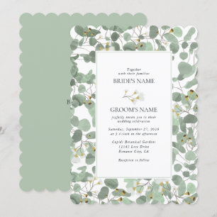 Watercolor Eucalyptus Greenery Blossoms Wedding Invitation