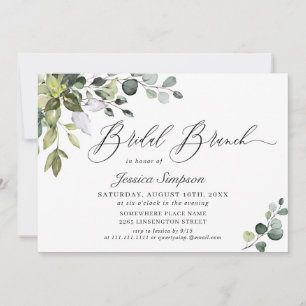 Watercolor Eucalyptus Greenery Bridal  Brunch Invitation