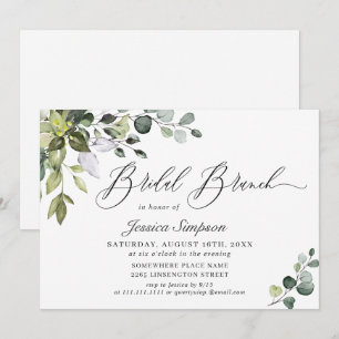 Watercolor Eucalyptus Greenery Bridal  Brunch Invitation