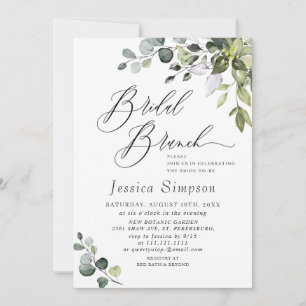 Watercolor Eucalyptus Greenery Bridal  Brunch Invitation