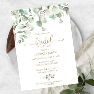 Watercolor Eucalyptus Greenery Bridal Brunch  Invitation
