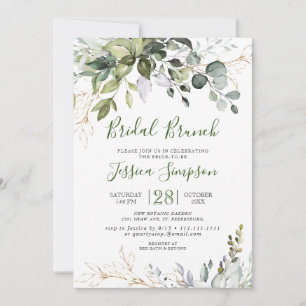 Watercolor Eucalyptus Greenery Bridal  Brunch Invitation
