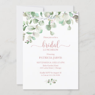 Watercolor Eucalyptus Greenery Bridal Luncheon Invitation