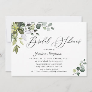 Watercolor Eucalyptus Greenery Bridal Shower Invitation