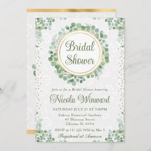 Watercolor Eucalyptus Greenery Bridal Shower Invitation