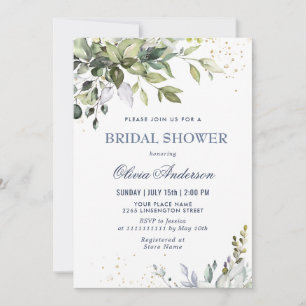 Watercolor Eucalyptus Greenery Bridal Shower Invitation