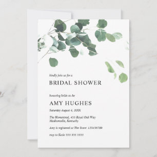 Watercolor Eucalyptus Greenery Bridal Shower Invitation