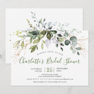Watercolor Eucalyptus Greenery Bridal Shower Invitation