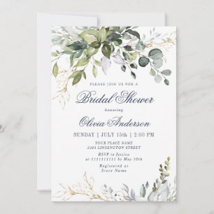 Watercolor Eucalyptus Greenery Bridal Shower Invitation