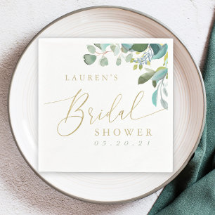 Watercolor Eucalyptus Greenery Bridal Shower Napkin
