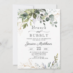 Watercolor Eucalyptus Greenery Brunch & Bubbly Invitation