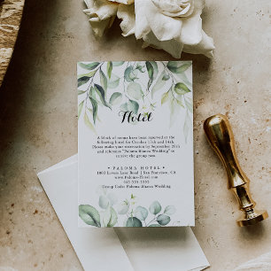 Watercolor Eucalyptus Greenery Calligraphy Hotel Enclosure Card