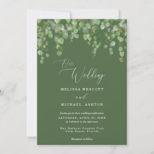 Watercolor Eucalyptus Greenery Cascade Wedding Invitation