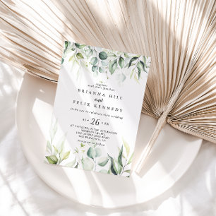 Watercolor Eucalyptus Greenery Casual Wedding Invitation