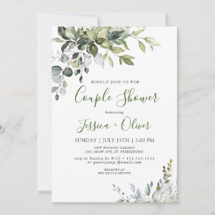 Watercolor Eucalyptus Greenery Couple Shower Invitation