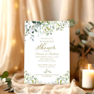 Watercolor Eucalyptus Greenery Couples Shower Invitation