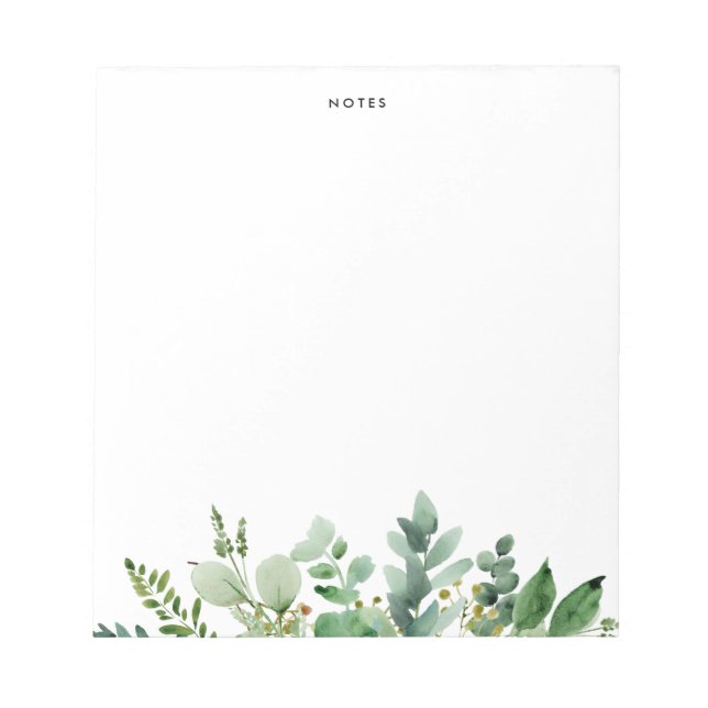 Watercolor Eucalyptus Greenery Custom Notepad (Front)