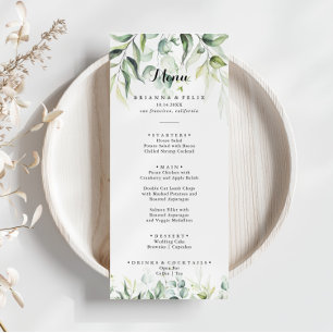 Watercolor Eucalyptus Greenery Dinner Menu
