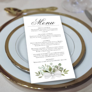 Watercolor Eucalyptus & Greenery Elegant Wedding Menu