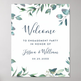 Watercolor Eucalyptus Greenery ENGAGEMENT PARTY Poster