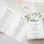 Watercolor Eucalyptus Greenery Folded Wedding Program<br><div class="desc">This watercolor eucalyptus greenery folded wedding program is perfect for a rustic wedding. This artistic design features hand-drawn,  watercolor eucalyptus green foliage,  inspiring natural beauty.

Include a quote or short message,  order of service,  wedding party and thank you message.</div>