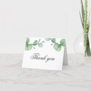 Watercolor eucalyptus. Greenery foliage birthday Thank You Card