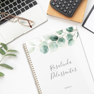 Watercolor Eucalyptus Greenery Gold Foliage Planner