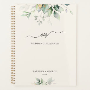 Watercolor Eucalyptus Greenery Gold Planner