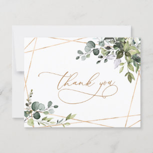Watercolor Eucalyptus Greenery Gold Thank You Card