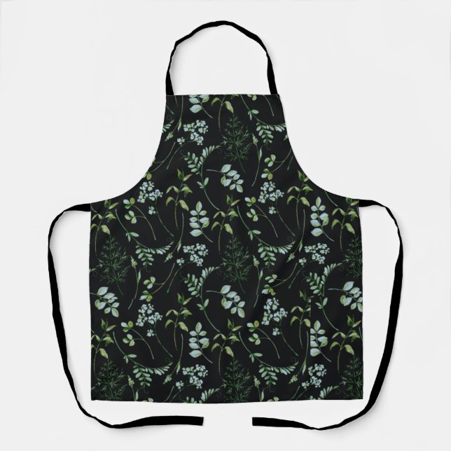 Watercolor Eucalyptus Greenery Leaves Apron (Front)
