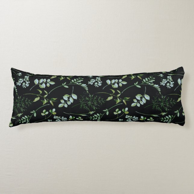 Watercolor Eucalyptus Greenery Leaves Body Cushion (Front)