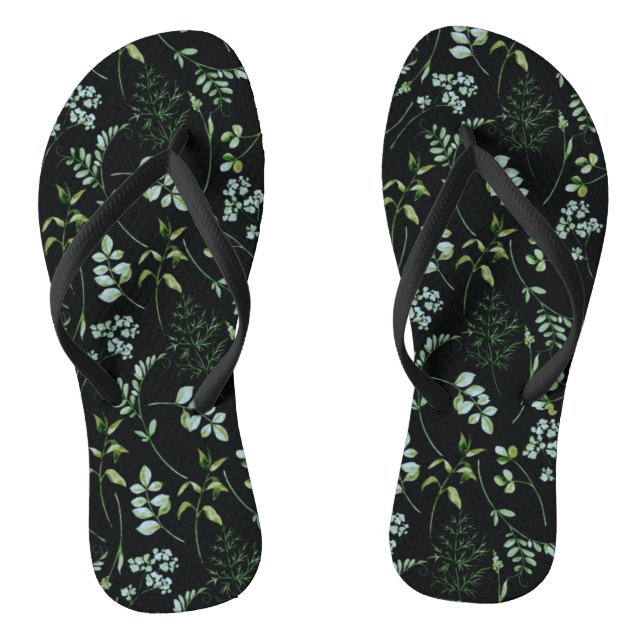 Watercolor Eucalyptus Greenery Leaves Thongs (Footbed)
