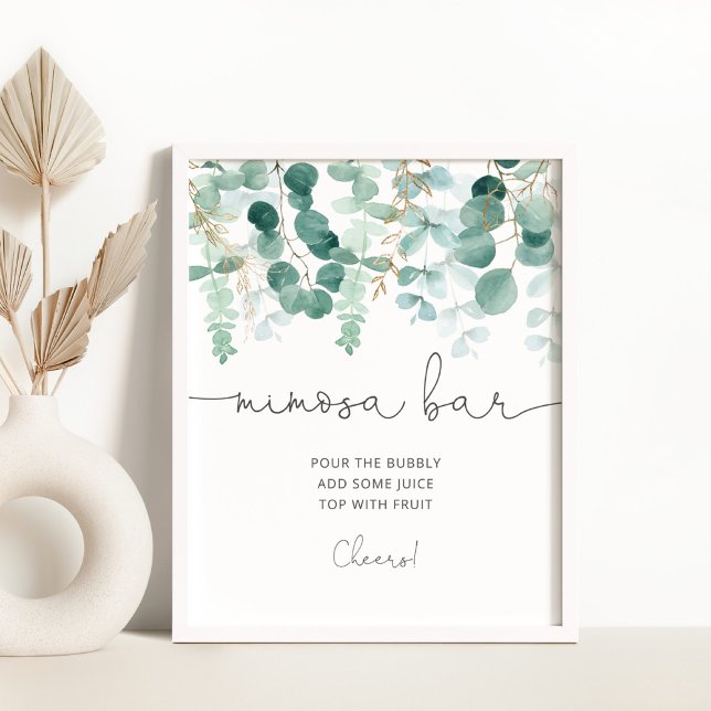 Watercolor eucalyptus greenery Mimosa bar Poster (Creator Uploaded)