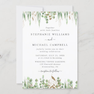 Watercolor Eucalyptus Greenery Modern Wedding Invitation