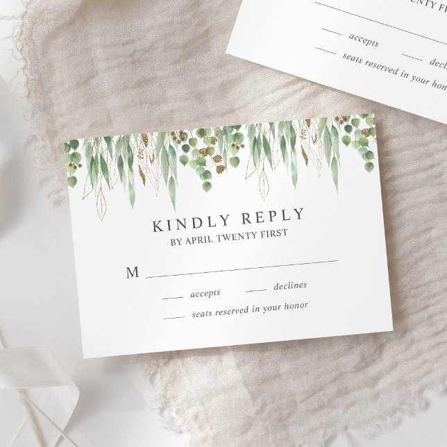Watercolor Eucalyptus Greenery Modern Wedding RSVP Card (Creator Uploaded)