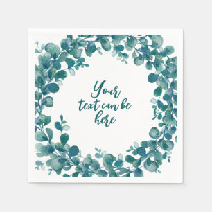 Watercolor eucalyptus greenery napkin