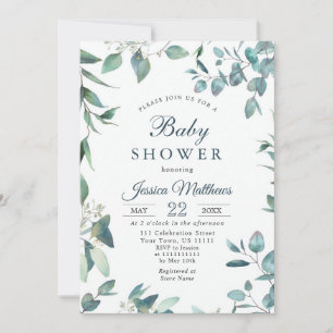 Watercolor Eucalyptus Greenery NEUTRAL Baby Shower Invitation