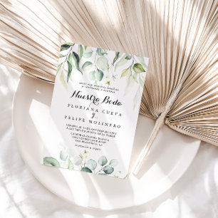 Watercolor Eucalyptus Greenery Nuestra Boda  Invitation
