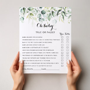 Watercolor Eucalyptus Greenery Oh Baby Shower Game