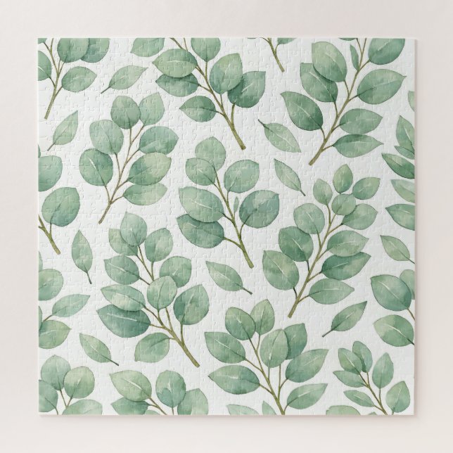 Watercolor Eucalyptus Greenery Pattern Jigsaw Puzzle (Vertical)
