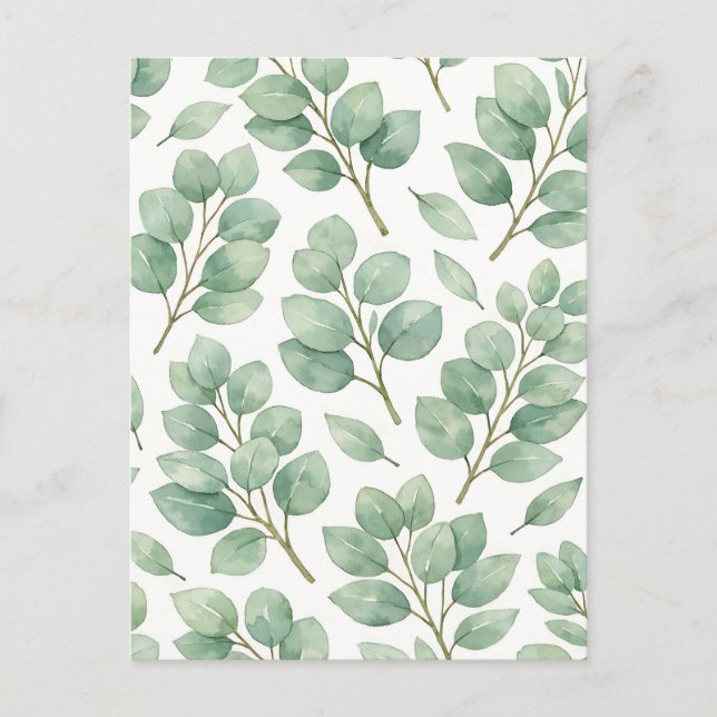 Watercolor Eucalyptus Greenery Pattern Postcard (Front)