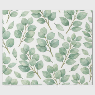 Watercolor Eucalyptus Greenery Pattern Wrapping Paper
