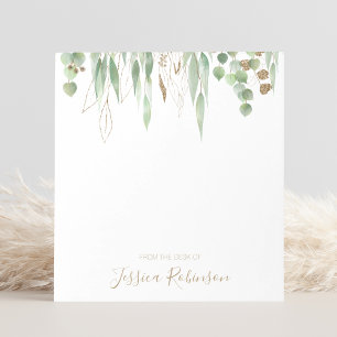 Watercolor Eucalyptus Greenery Personalised Notepad